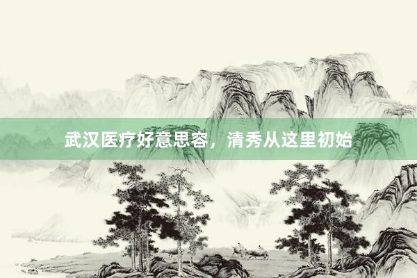 武汉医疗好意思容,清秀从这里初始